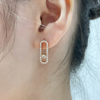 [Clover Jewelry]MOVE UNO STUD DIAMOND PAVED EARRINGS