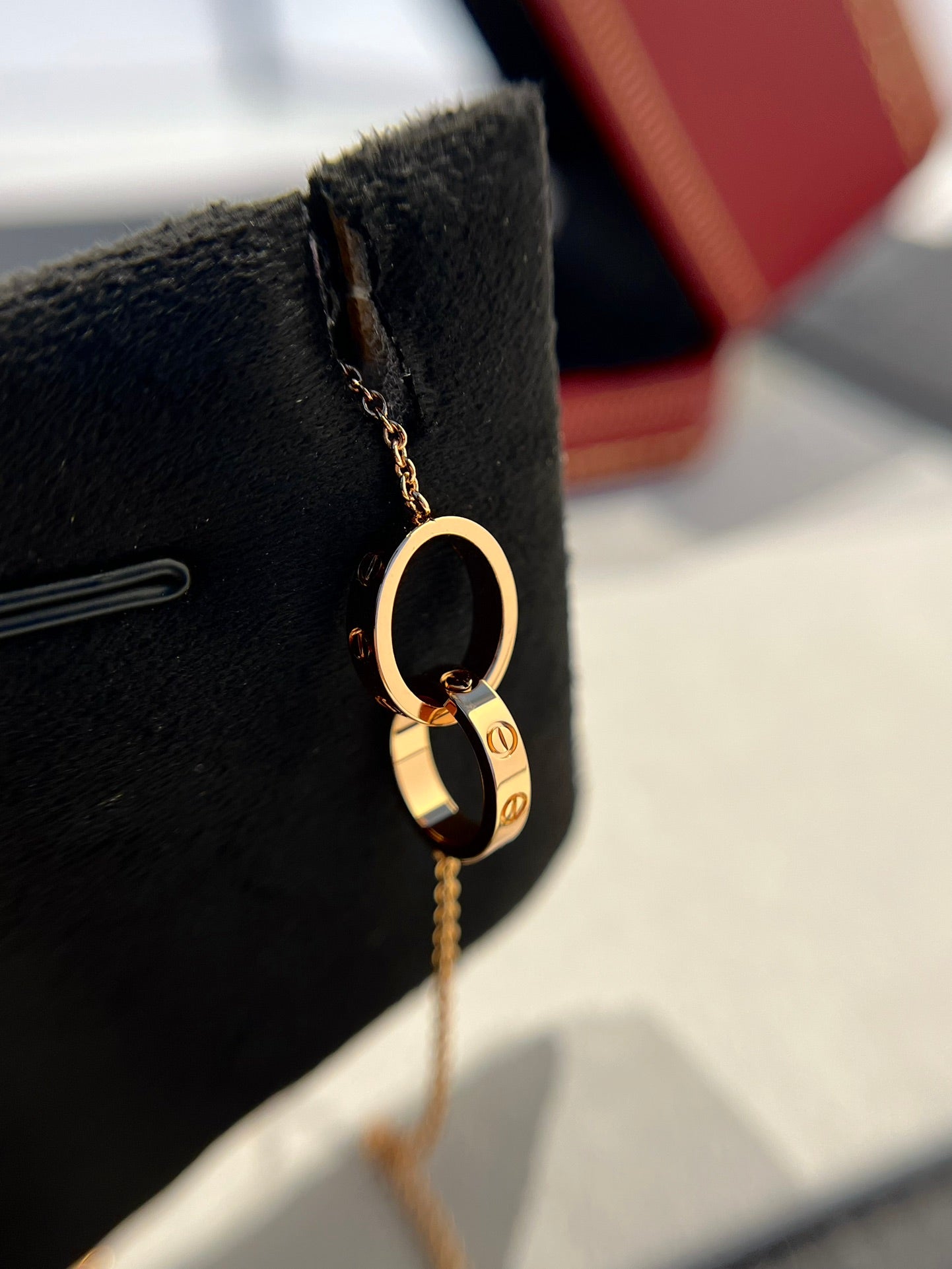 [Clover Jewelry]LIEBESKETTE DOPPELRING ROSÉGOLD