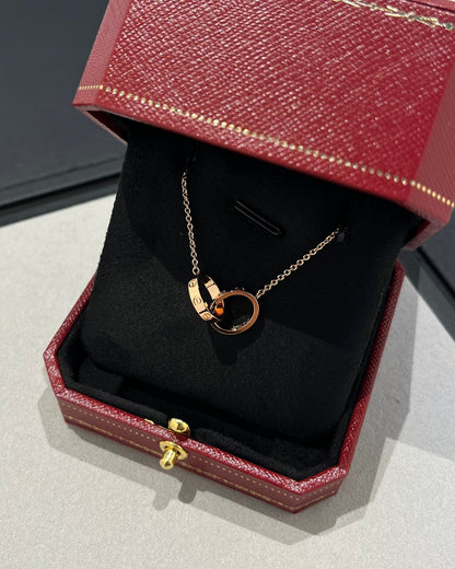 [Clover Jewelery]LOVE NECKLACE DOUBLE RING PINK GOLD
