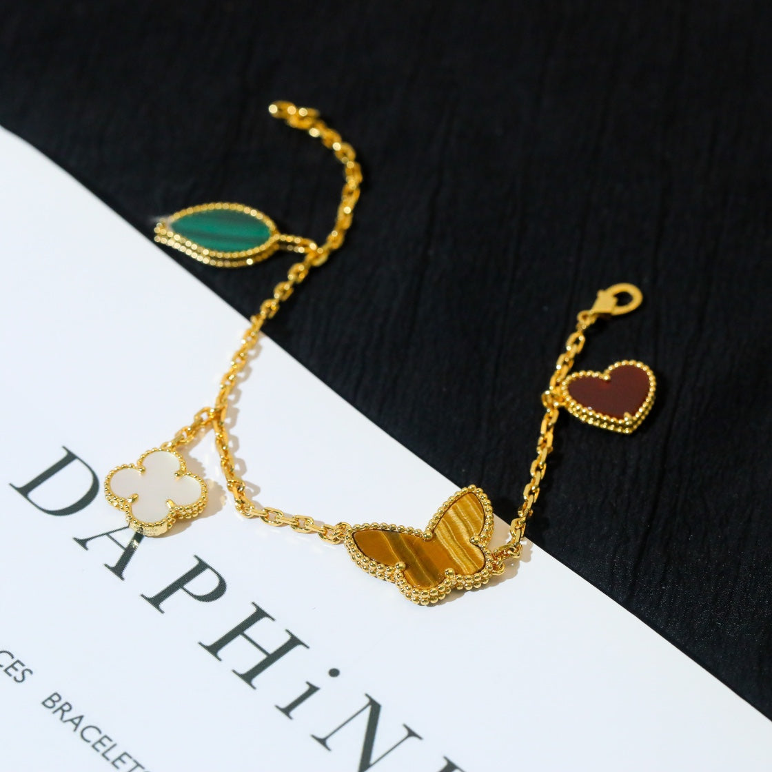 [クローバー・ジュエリー]ラッキー スプリング 5 モチーフ ゴールド ブレスレット