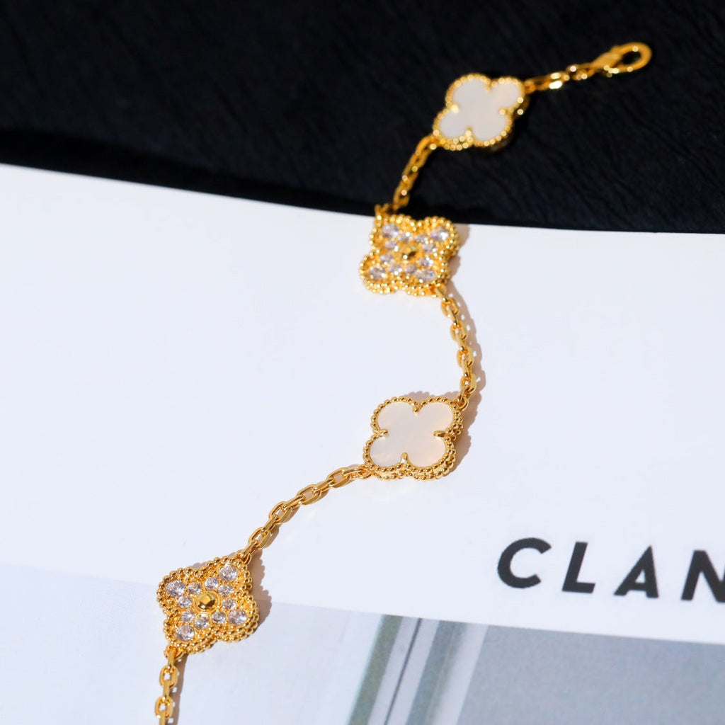 [Clover Jewelry]CLOVER BRACELET 5 MOTIF WHITE MOP DIAMOND
