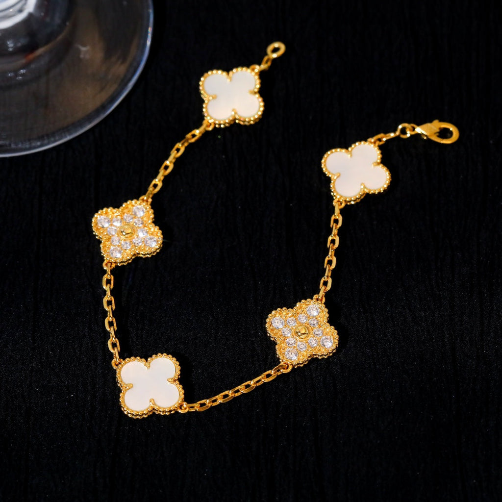 [Clover Jewelry]CLOVER BRACELET 5 MOTIF WHITE MOP DIAMOND