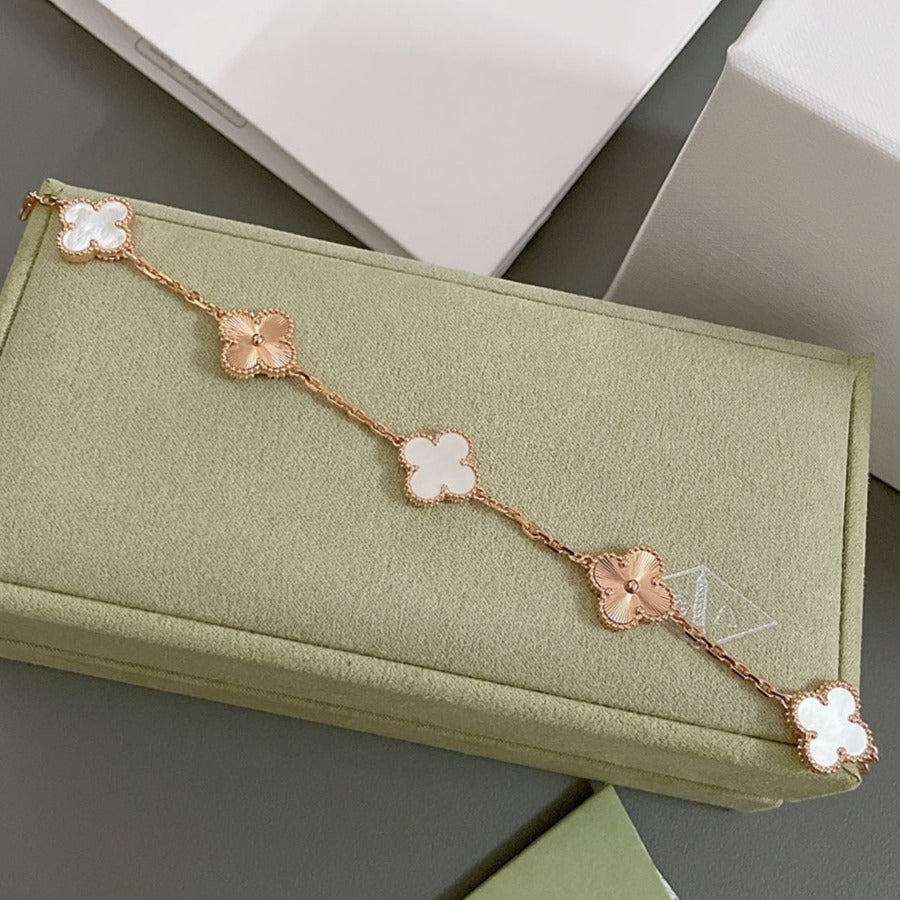 [Clover Jewelry]CLOVER BRACELET 5 MOTIF WHITE MOP PINK GOLD