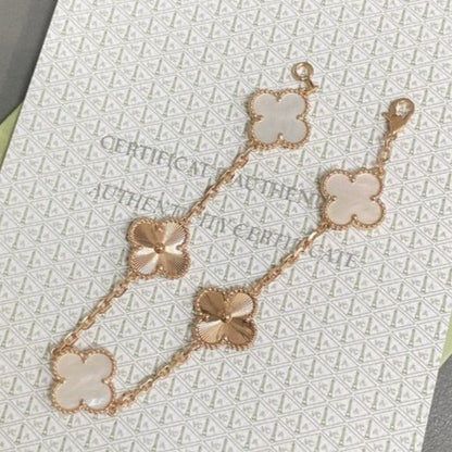 [Clover Jewelery]CLOVER BRACELET 5 MOTIF WHITE MOP PINK GOLD