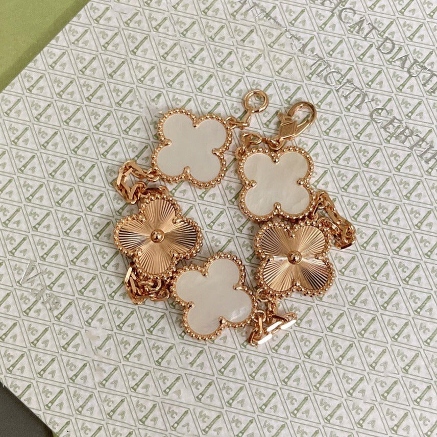 [Clover Jewelry]CLOVER BRACELET 5 MOTIF WHITE MOP PINK GOLD