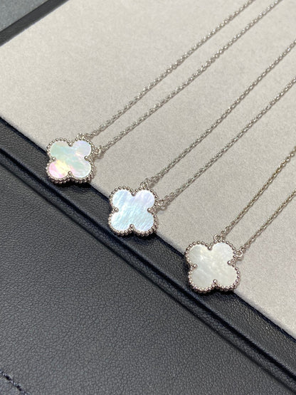 [Clover Jewelery]CLOVER MEDIUM SILVER WHITE MOP NECKLACE