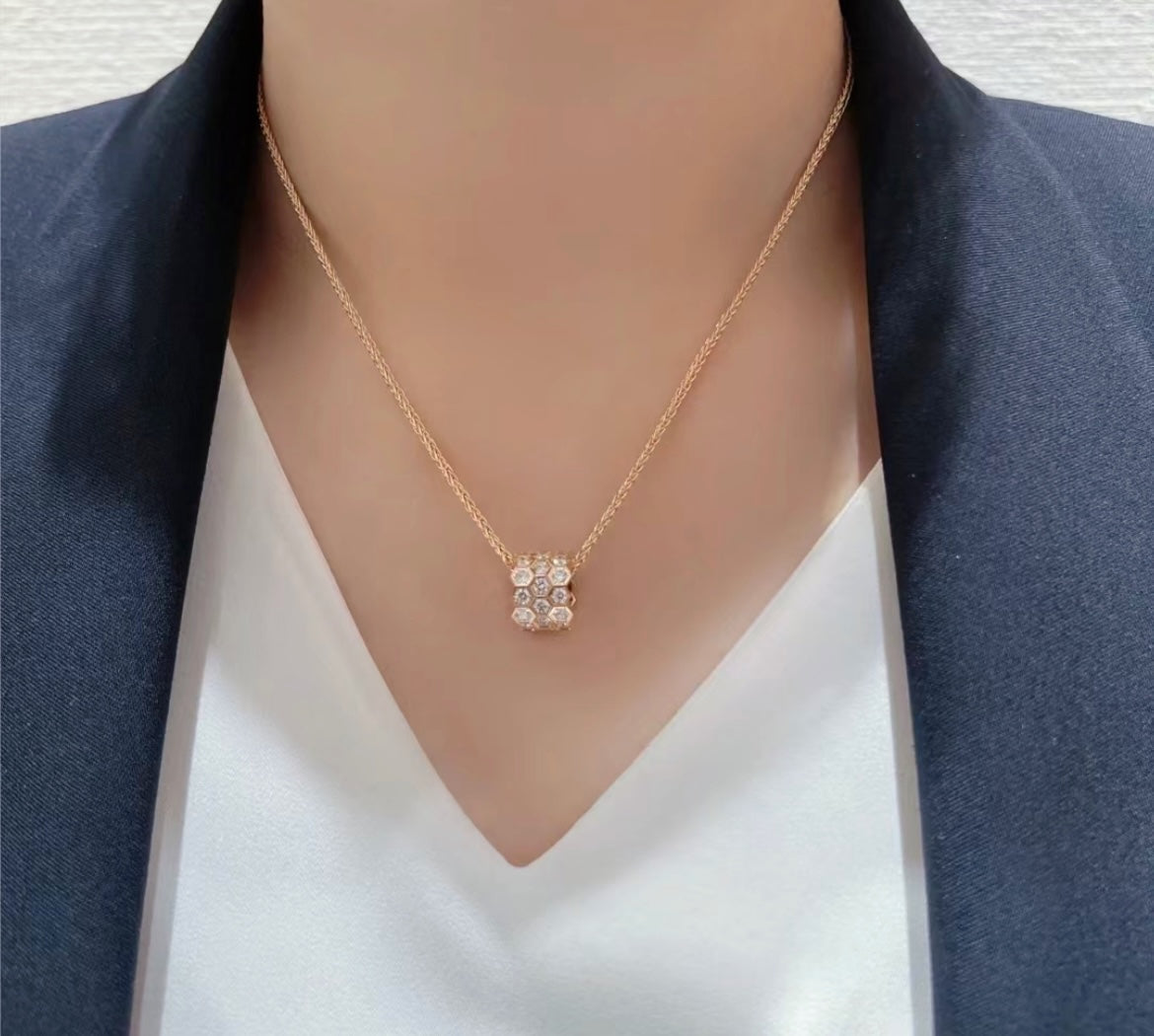 [Clover Jewelery]BEE LOVE DIAMOND PAVED 3 ROW NECKLACE