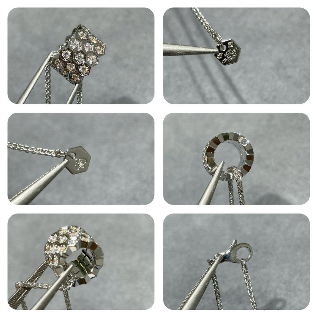 [Clover Jewelery]BEE LOVE DIAMOND PAVED 3 ROW NECKLACE