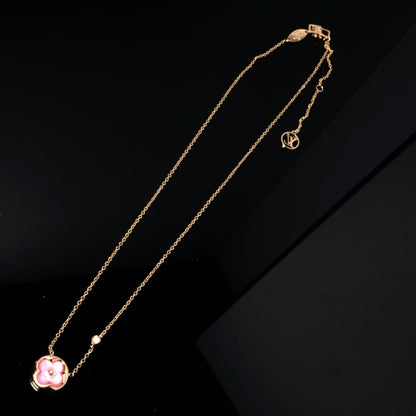 [Clover Jewelery]COLOR BLOSSOM PINK MOP SUN GOLD NECKLACE