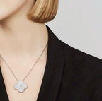 [Clover Jewelry]KLEE 25MM GROSSER ANHÄNGER DIAMANT-PAVIERT SILBERHALSKETTE