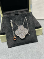 [Clover Jewelry]KLEE 25MM GROSSER ANHÄNGER DIAMANT-PAVIERT SILBERHALSKETTE