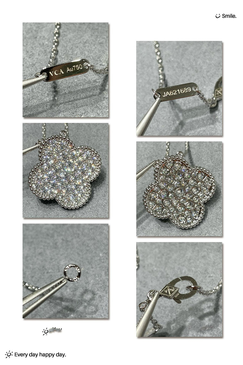 [Clover Jewelry]KLEE 25MM GROSSER ANHÄNGER DIAMANT-PAVIERT SILBERHALSKETTE