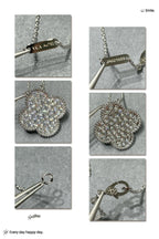 [Clover Jewelry]KLEE 25MM GROSSER ANHÄNGER DIAMANT-PAVIERT SILBERHALSKETTE