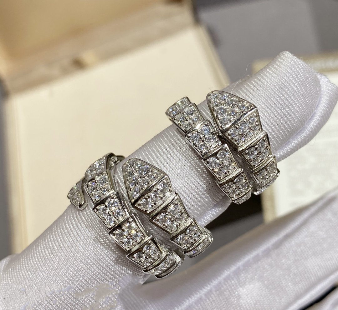 [Clover Jewelry]SERPENTI RING SILVER DIAMOND PAVED