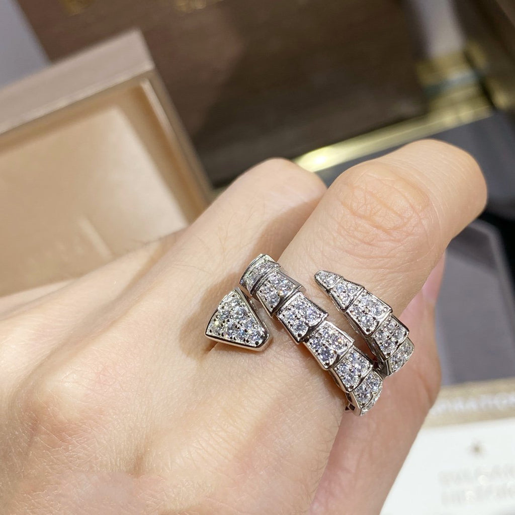 [クローバージュエリー]セルペンティ ダブルリング シルバー ダイヤモンドパヴェ