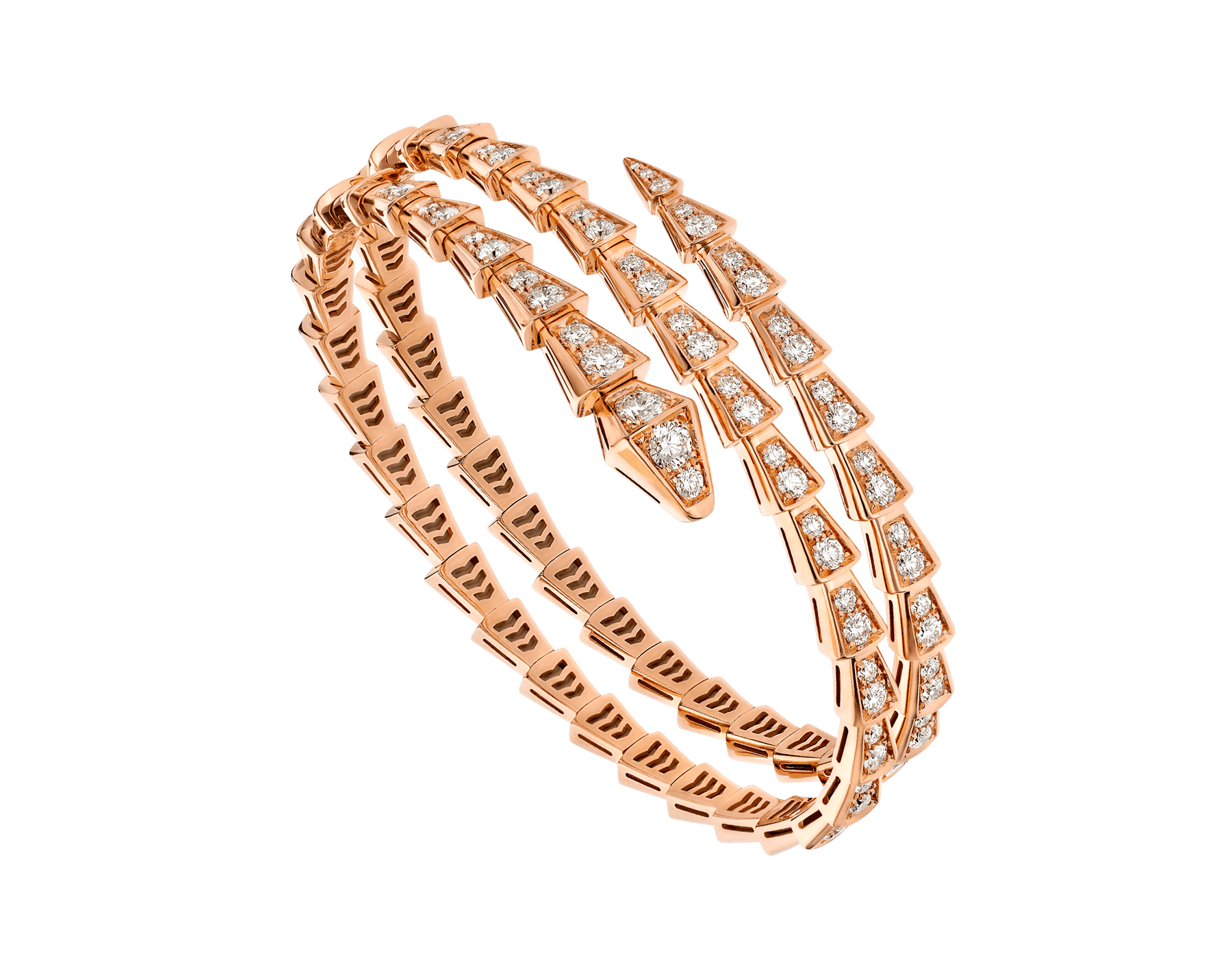 [Clover Jewelry]SERPENTI BRACELET PINK GOLD DIAMOND DOUBLE ROW