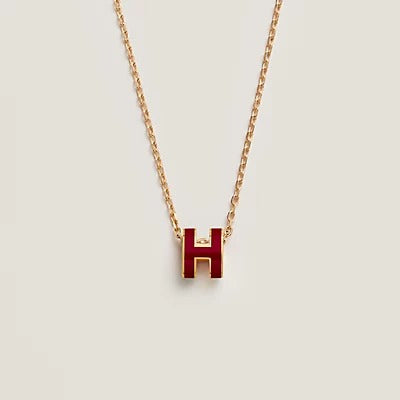 [Clover Jewelery]HM CLIC RED ENAMEL GOLD NECKLACE