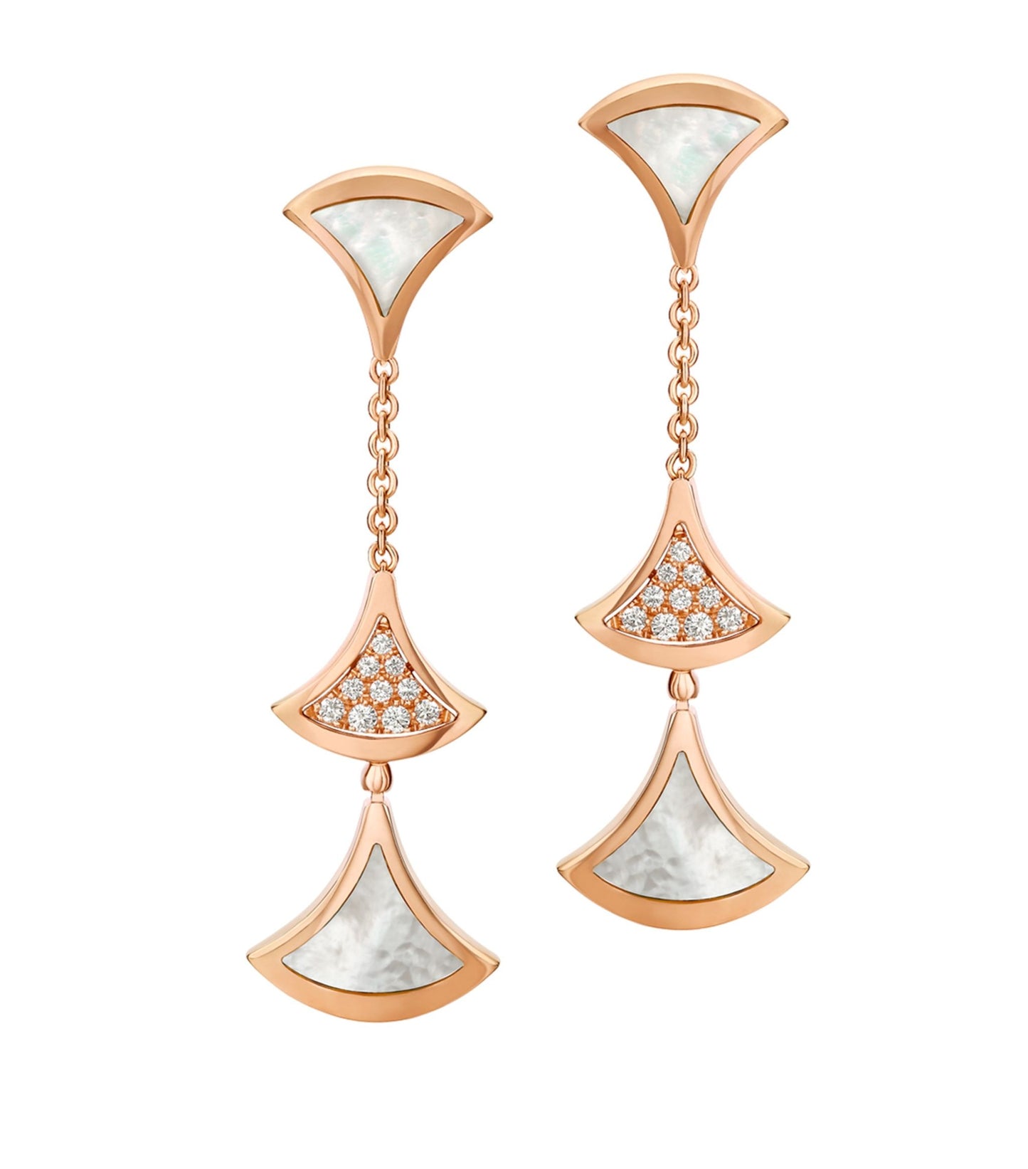 [Clover Jewelery]DREAM EARRINGS 3 MOTIFS DIAMOND MOP PINK GOLD