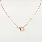 [Clover Jewelry]LOVE 7.6MM NECKLACE ROSE GOLD AND SILVER  FULL DIAMOND