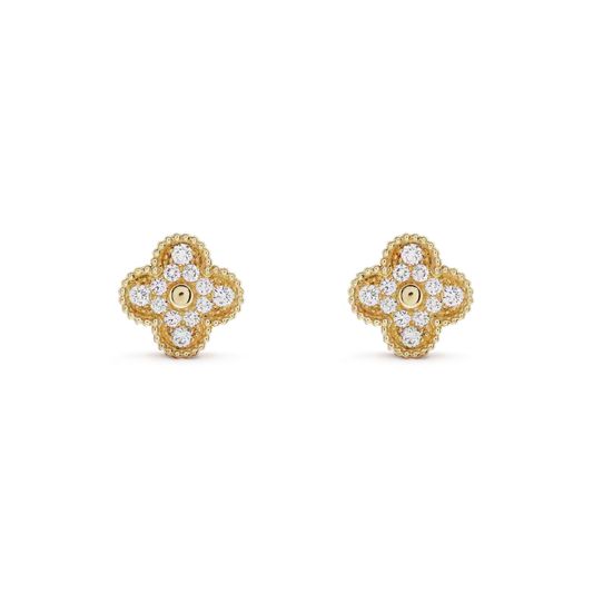 [Clover Jewelery]CLOVER MEDIUM 1 MOTIFS FUll DIAMOND EARRINGS