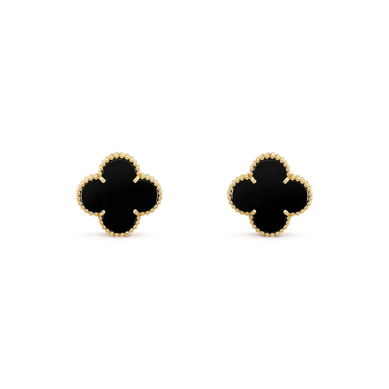 [Clover Jewelry]CLOVER MEDIUM 1 MOTIVE ONYX OHRSTECKER