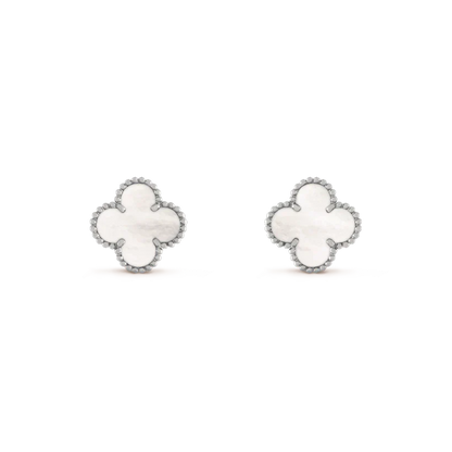 [Clover Jewelery]CLOVER MEDIUM 1 MOTIFS  WHITE MOP EARRINGS SILVER