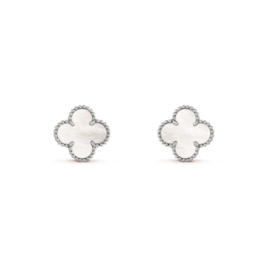 [Clover Jewelery]CLOVER MEDIUM 1 MOTIFS  WHITE MOP EARRINGS SILVER