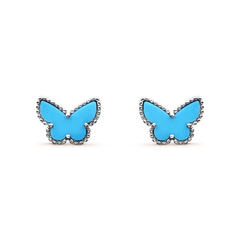 [Clover Jewelry]SCHMETTERLING TÜRKIS OHRRINGE SILBER