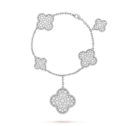 [Clover Jewelery]CLOVER 6 MOTIFS SILVER DIAMOND BRACELET