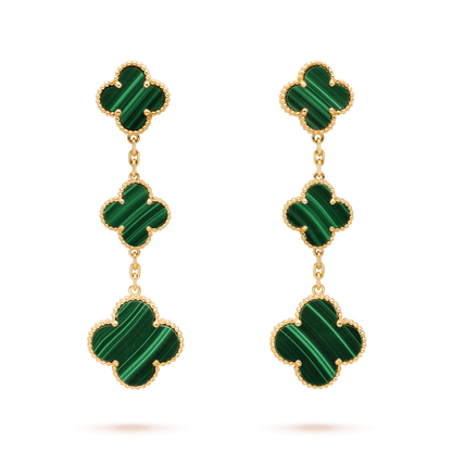 [Clover Jewelery]CLOVER MALACHITE 3 MOTIFS GOLD