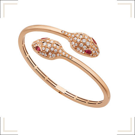 [Clover Jewelery]SERPENTI BRACELET PINK GOLD DIAMOND DOUBLE SNAKE