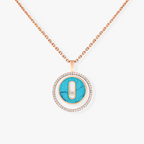 [Clover Jewelry]LUCKY MOVE 1 DIAMOND TURQUOISE PINK GOLD DIAMOND NECKLACE