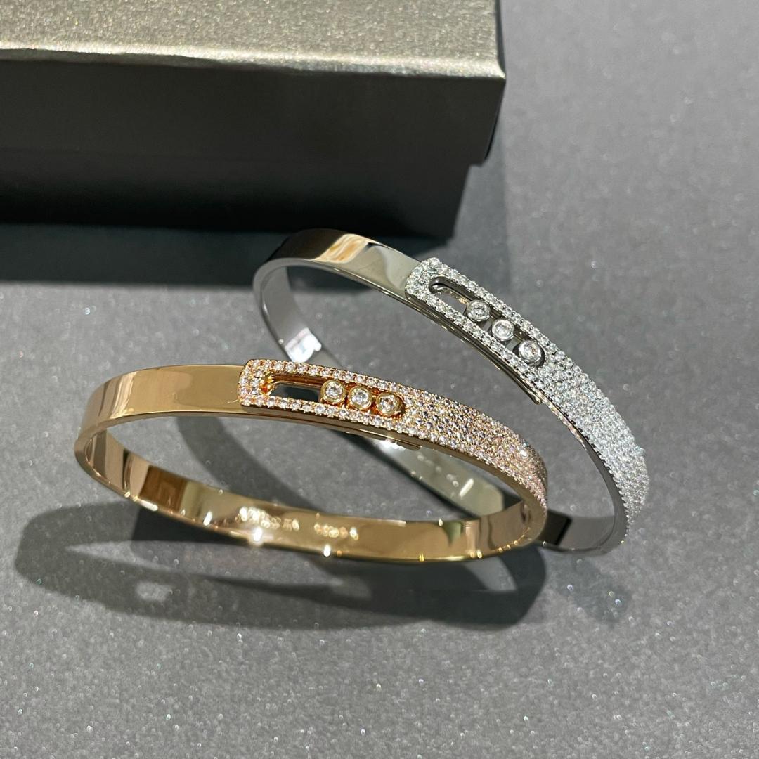 [Clover Jewelry]Move Noa Rose Gold Pavé Diamond Bangle Bracelet