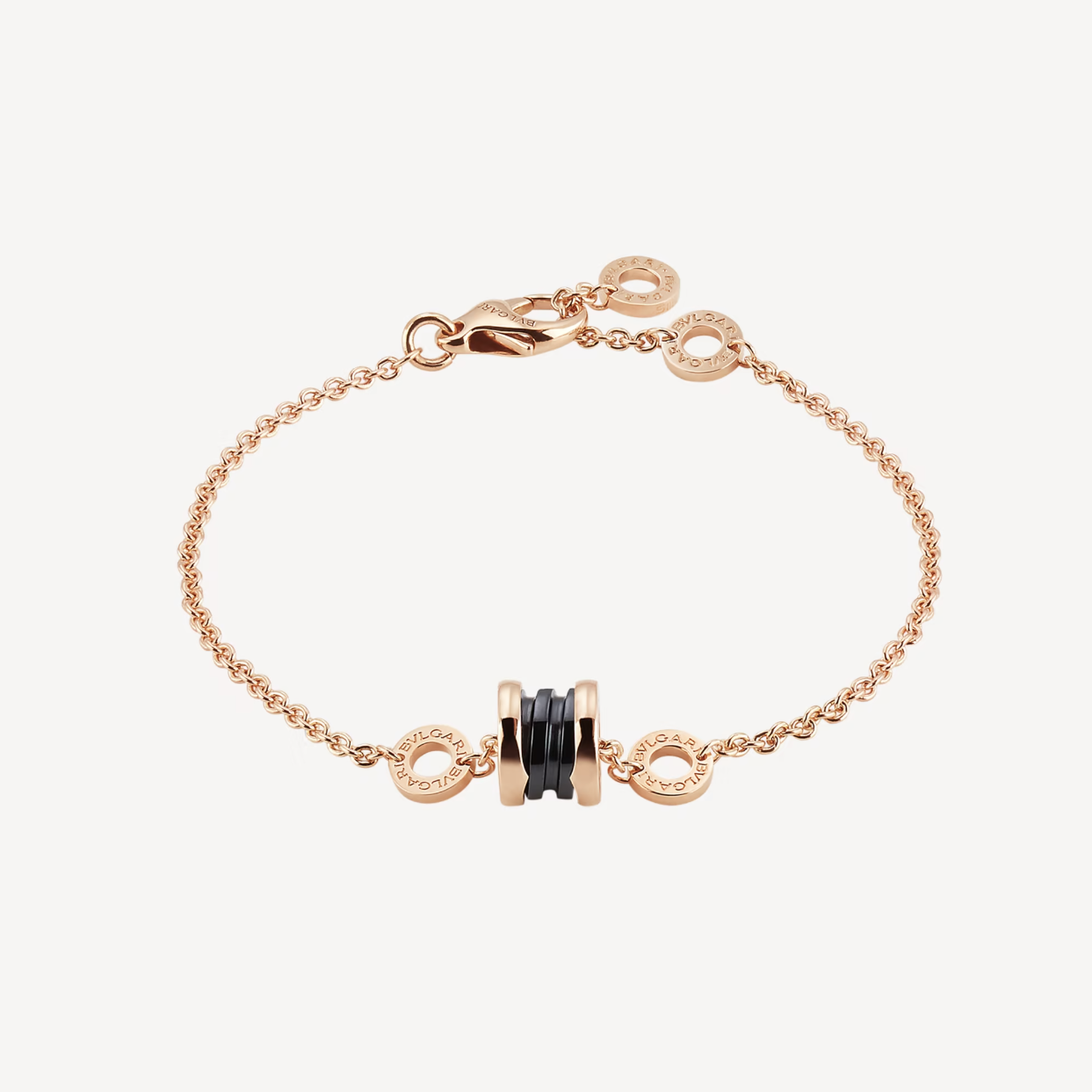 [Clover Jewellery]ZERO 1 ARMBAND AUS WEICHEM ROSA GOLD UND SCHWARZER KERAMIK