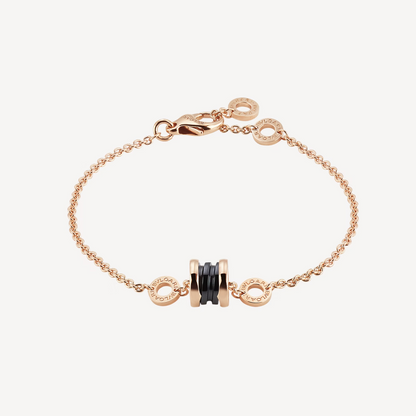 [Clover Jewellery]ZERO 1 ARMBAND AUS WEICHEM ROSA GOLD UND SCHWARZER KERAMIK