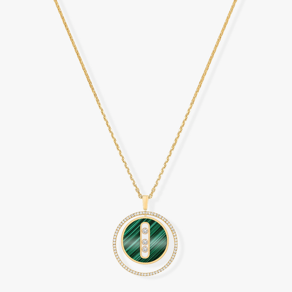 [Clover Jewelry]LUCKY MOVE 3 DIAMOND MALACHITE GOLD DIAMOND NECKLACE