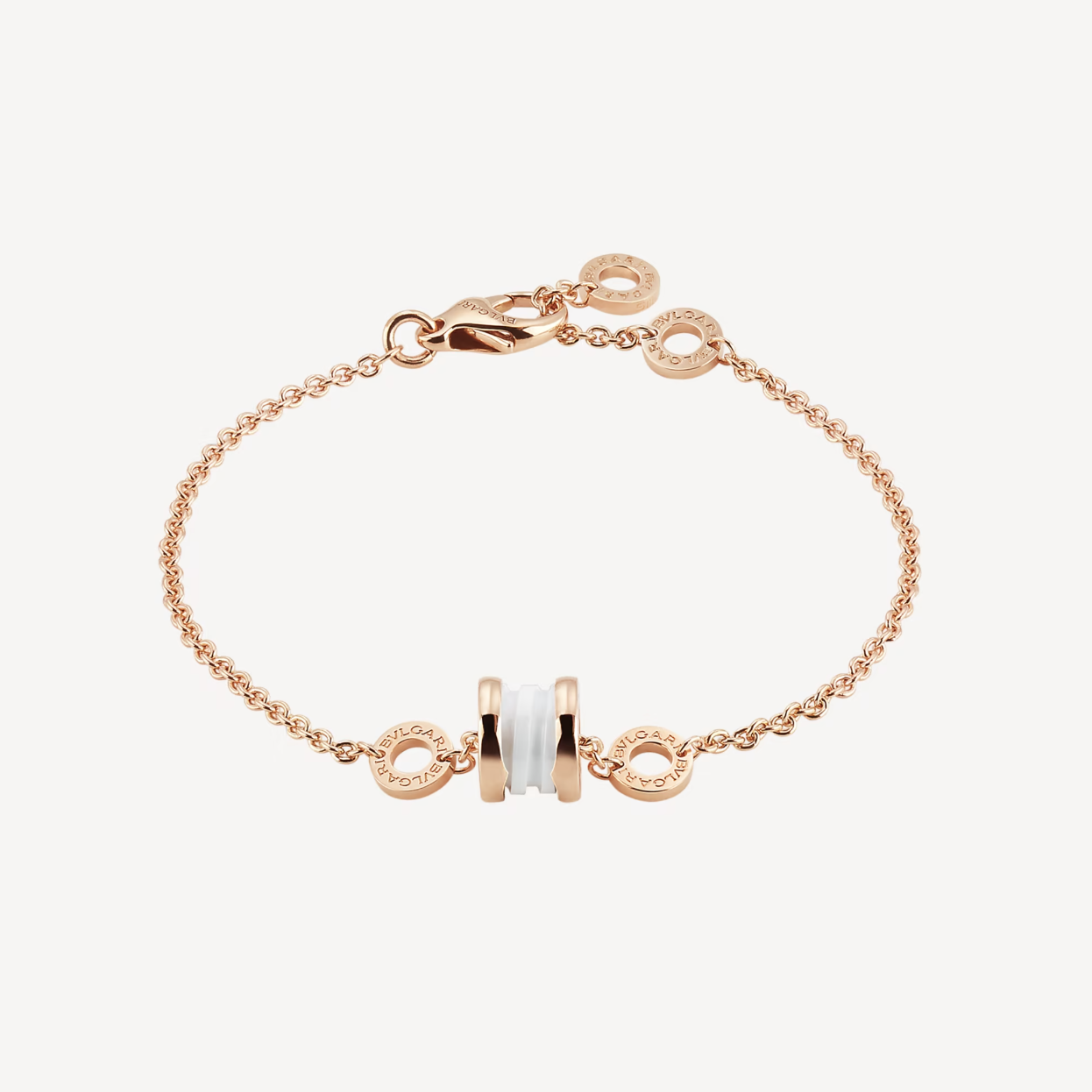[Clover Jewelery]ZERO 1 ARMBAND AUS WEICHEM ROSA GOLD UND WEISSER KERAMIK