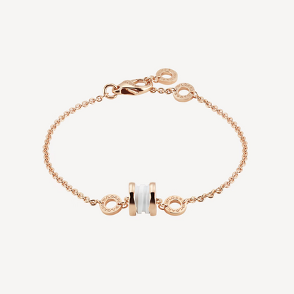 [Clover Jewelery]ZERO 1 ARMBAND AUS WEICHEM ROSA GOLD UND WEISSER KERAMIK