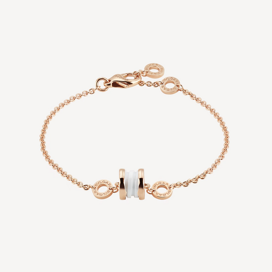 [Clover Jewelery]ZERO 1 SOFT PINK GOLD AND WHITE CERAMIC BRACELET