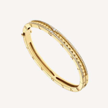 [Clover Jewellery]ZERO 1 SPIRAL UND PAVED DIAMOND GOLD ARMBAND
