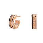 [Clover Jewelry]ZERO 1 ROCK PINK GOLD EARRINGS WITH STUDDED SPIRAL AND BLACK CERAMIC
