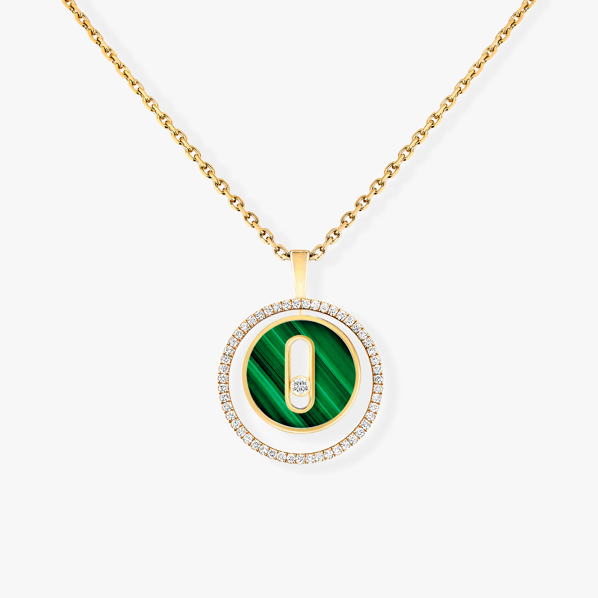 [Clover Jewelry]LUCKY MOVE 1 DIAMOND MALACHITE GOLD DIAMOND NECKLACE