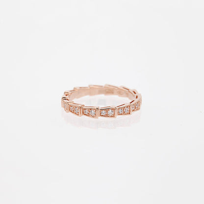 [Clover Jewelery]SERPENTI RING PINK GOLD DIAMOND PAVED 3MM