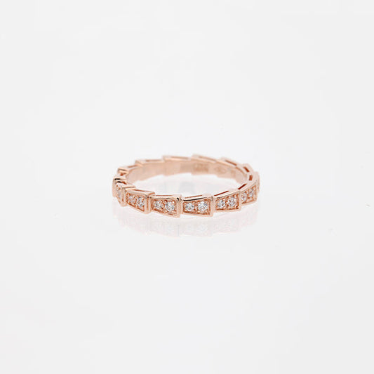 [Clover Jewelery]SERPENTI RING PINK GOLD DIAMOND PAVED 3MM