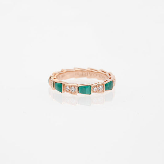 [Clover Jewelery]SERPENTI RING PINK GOLD MALACHITE DIAMOND 3MM