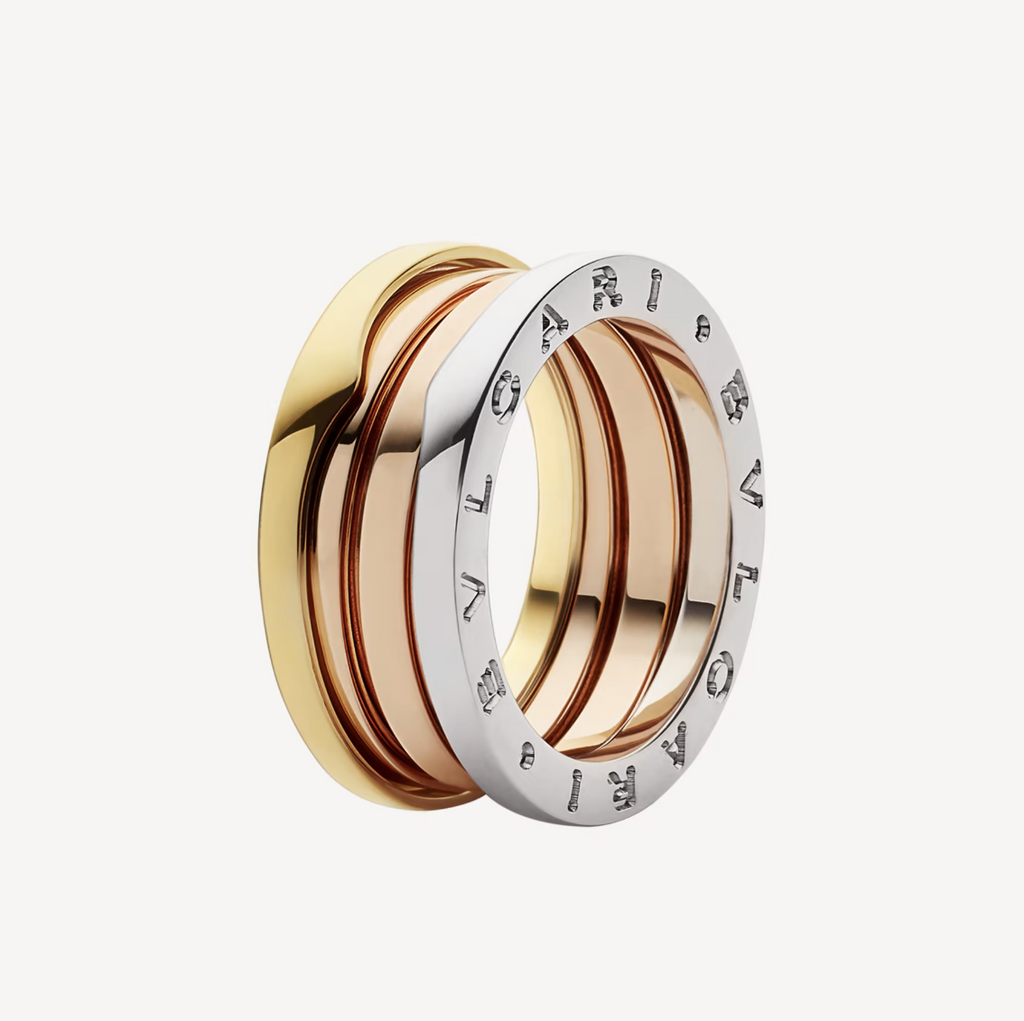 [Clover Jewelry]ZERO 1 THREE-BAND ROSE WHITE AND YELLOW RING