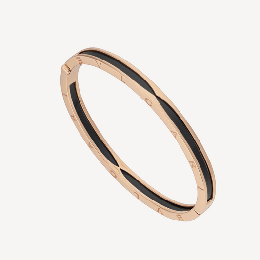 [Clover Jewelery]ZERO 1 PINK GOLD WITH BLACK CERAMIC BRACELET
