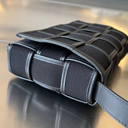 SMALL CASSETTE 23 IN BLACK CANVAS AND CALFSKIN TRIM