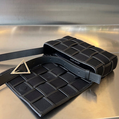 SMALL CASSETTE 23 IN BLACK CANVAS AND CALFSKIN TRIM