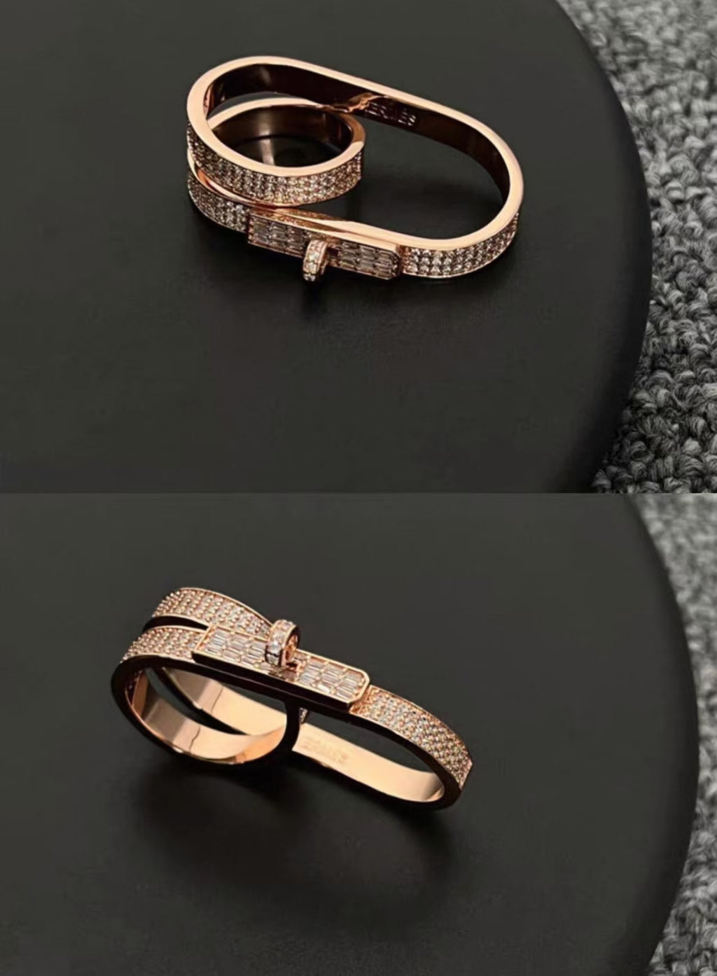 [Clover Jewelry]Bague H entièrement pavée de diamants